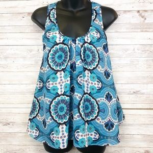 ANTHRO Meadow Rue Floral & Striped Flowy Tank Top Blouse